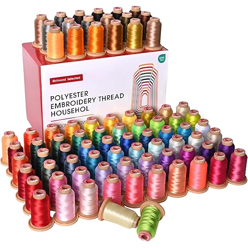 Richword Selected 800M 80 Colors Embroidery Thread, 40WT(108D/2) Polyester Thread Set for Embroidery and Sewing Machines, Full Color Range for Creative Embroidery