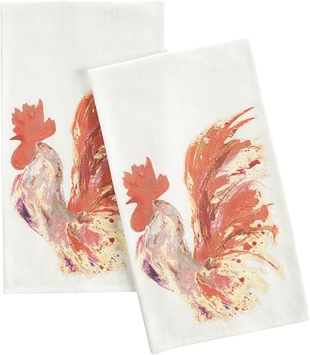 Miniatura 9 de Juego de 2 paños de cocina de algodón absorbente (20 x 30 pulgadas), duraderos y de gran tamaño, con elegante patrón floral, lazo para colgar para