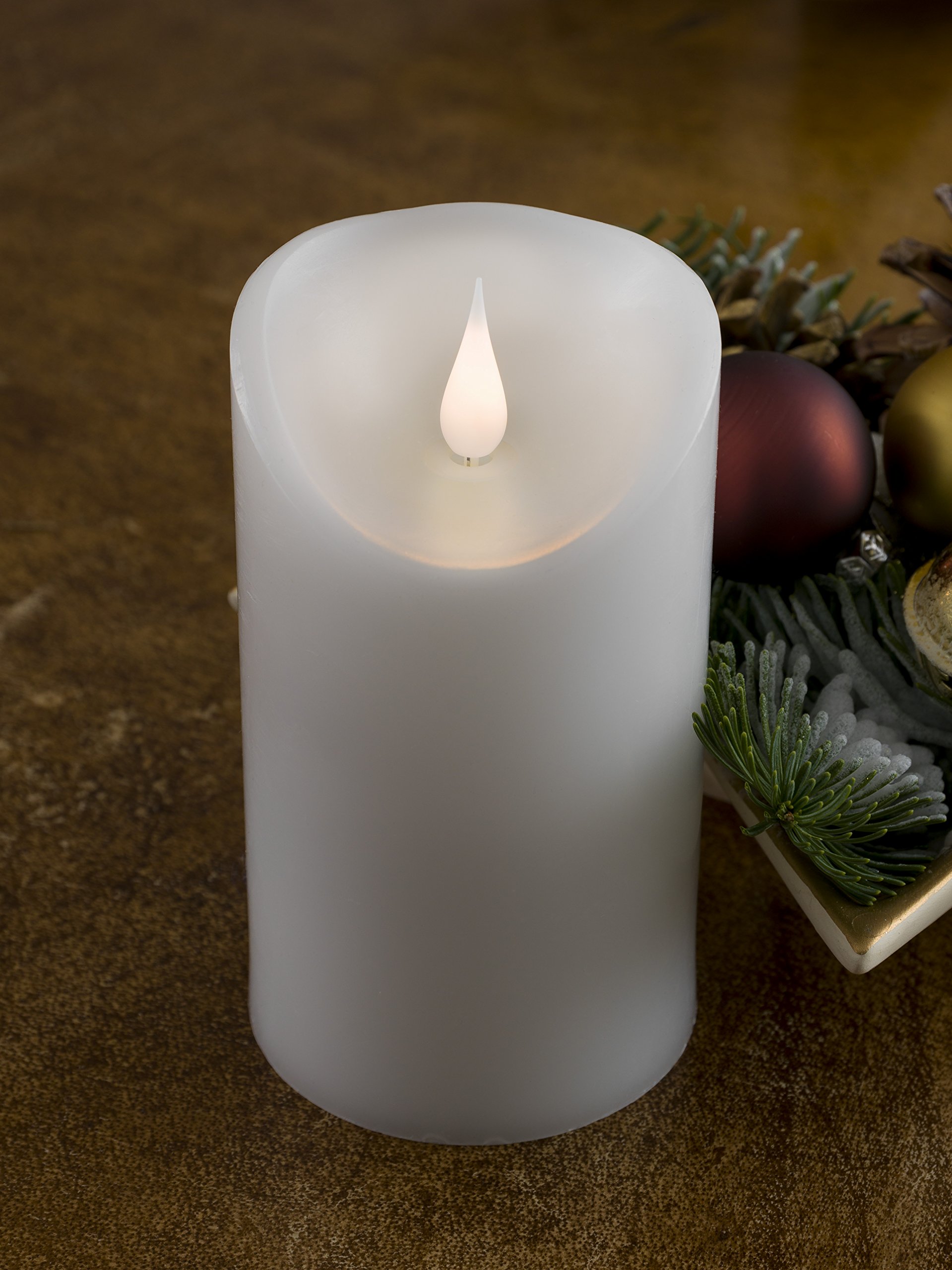 Konstsmide Świece bateryjne 3D Living Light, zasilana bateriami, migoczący, ruchomy płomień, prawdziwy wosk, funkcja timera na 4 lub 8 godzin, 16 x 10 cm, ciepła biel