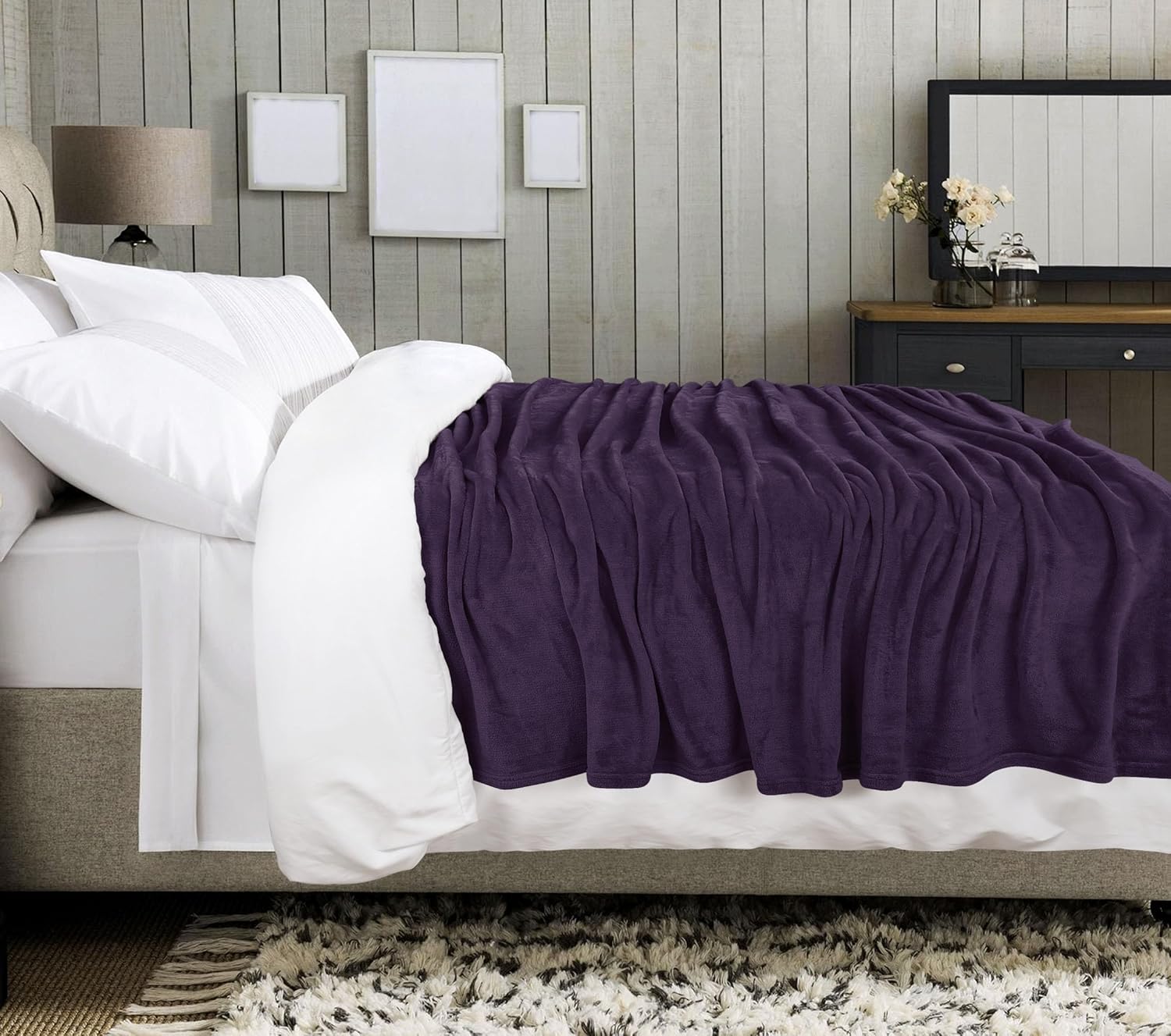 Utopia Bedding Purple Fleece Blanket California King Size Lightweight Fuzzy Soft Anti-Static Microfiber Bed Blanket (102x96 Inch) - Image 8