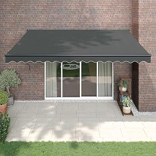 Gecheer Elektrische Markise mit Kurbel Anthrazit 4x3 m, Wasserdicht Anti-UV Sonnenmarkise Balkonmarkise für Balkon Terrasse Garten Café3154513
