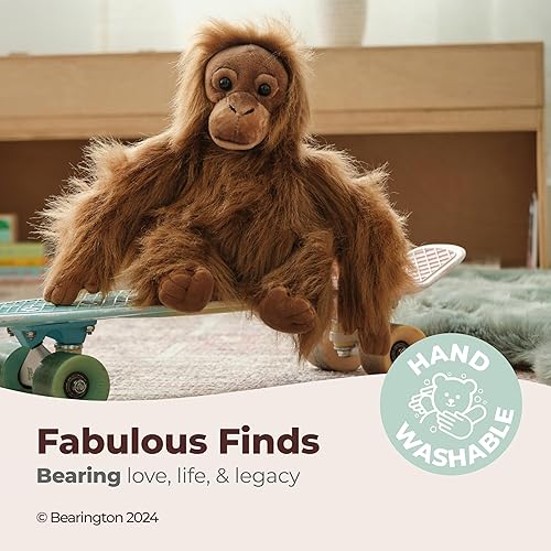 Vista 3 de Bearington Ranga Mono de peluche – Animal de peluche de orangután premium de 15 pulgadas con piel suave y detalles realistas para un divertido
