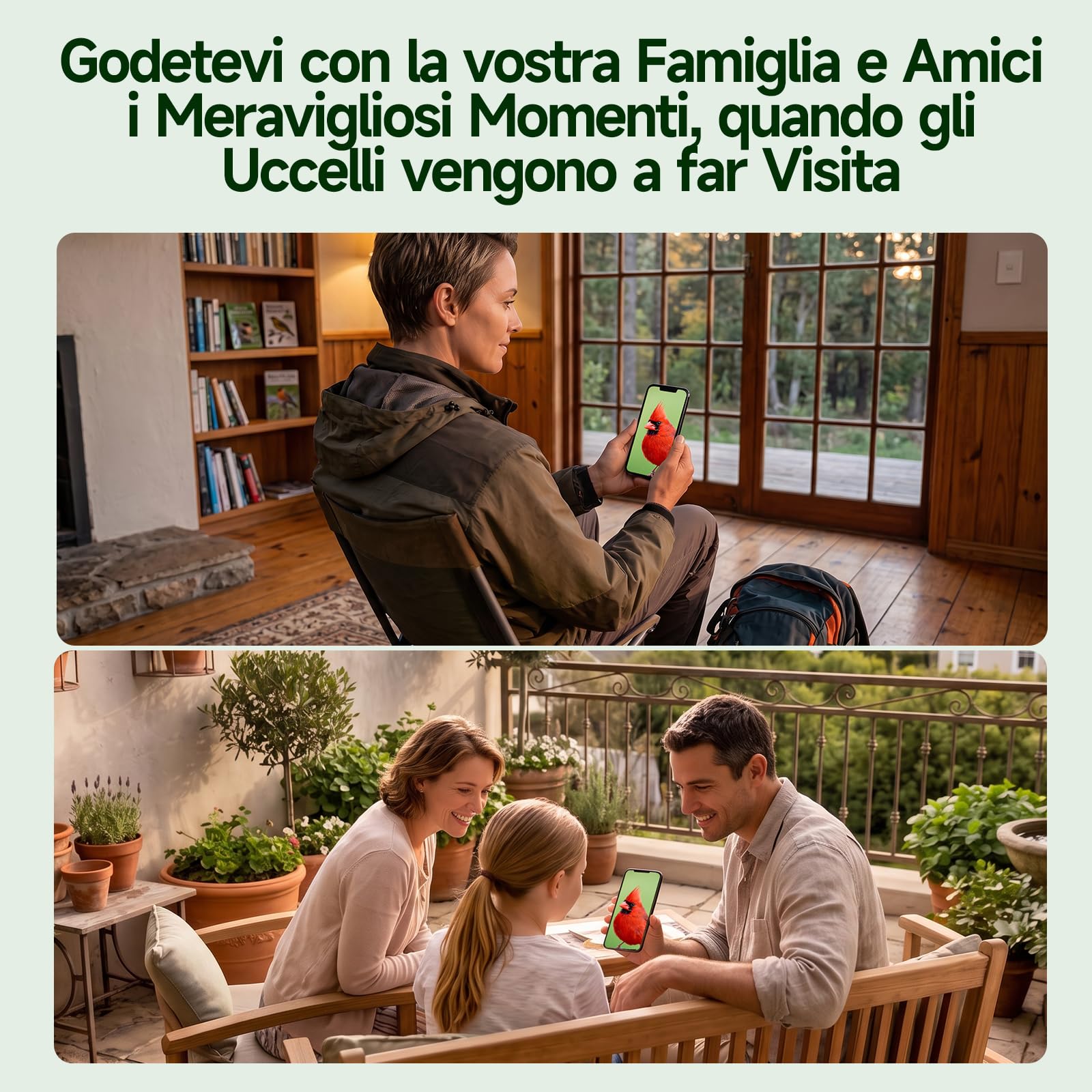 Rollei Mangiatoia per Uccelli Intelligente con Telecamera 3K Smart Bird Feeder da Esterno con Pannello Solare AI Identificazione di 10000 Uccelli Visione Notturna a Colori Notifica Istantanea IP65