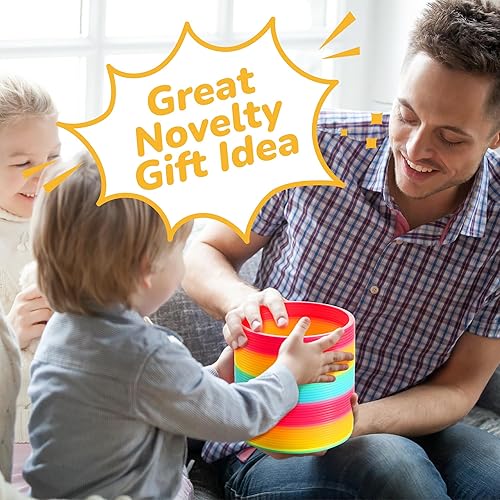 Miniatura 4 de Juguete de resorte helicoidal de arco iris gigante, juguete mágico gigante de 6 pulgadas para niños, un enorme juguete clásico para niños y niñas,
