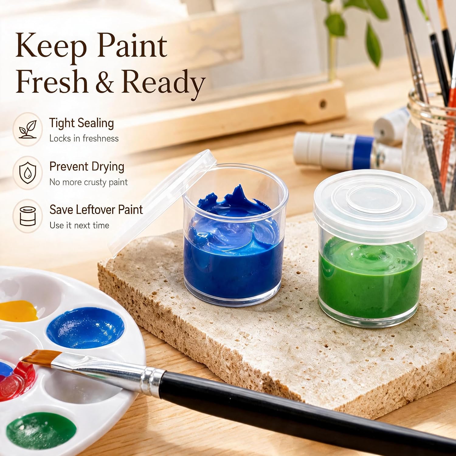 20 PCS Paint Containers with Lids and Labels, Empty Paint Pots for Acrylic Paint Storage, Small Paints Jars for Crafts, IY Crafts, Nail Art, Beads & Powders Summer camp School Paintings Art Festivals image 3