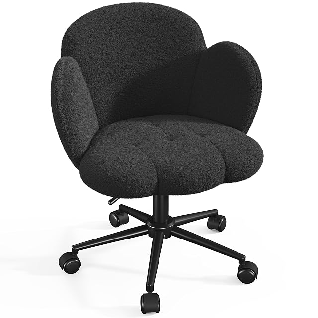 Homkdom Homkdom Petal Vanity Chair with Wheels, Black