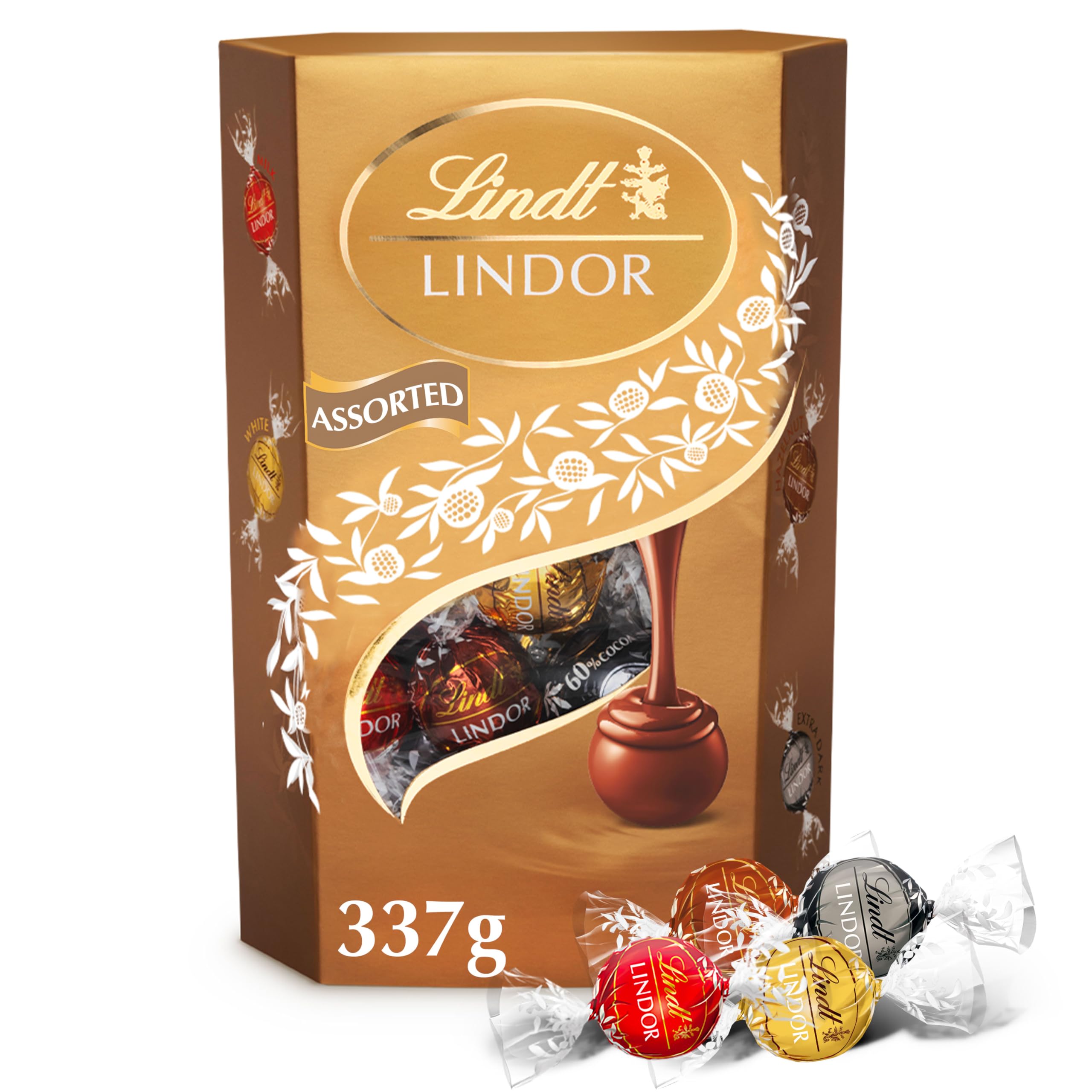Lindt Lindor Assorted Chocolate Truffles – 337g Box (Approx. 26 Balls) – Smooth Filling – Gift, Birthday, Congratulations, Sharing Treat