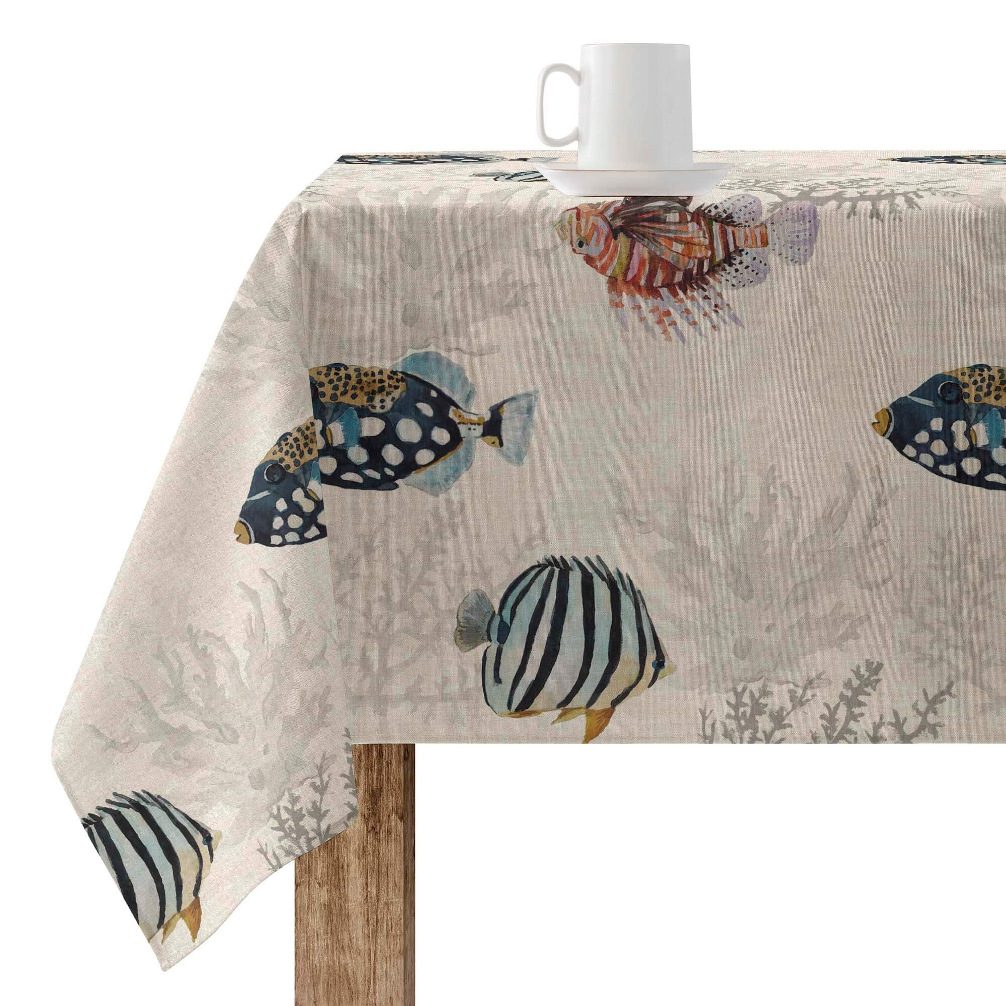 BELUM | Stain Resistant Tablecloth Size 200 x 155 cm - Extra Soft Touch Tablecloth Colour Multicolor - Tablecloth Fabric 100% Organic Cotton Model 0120-318