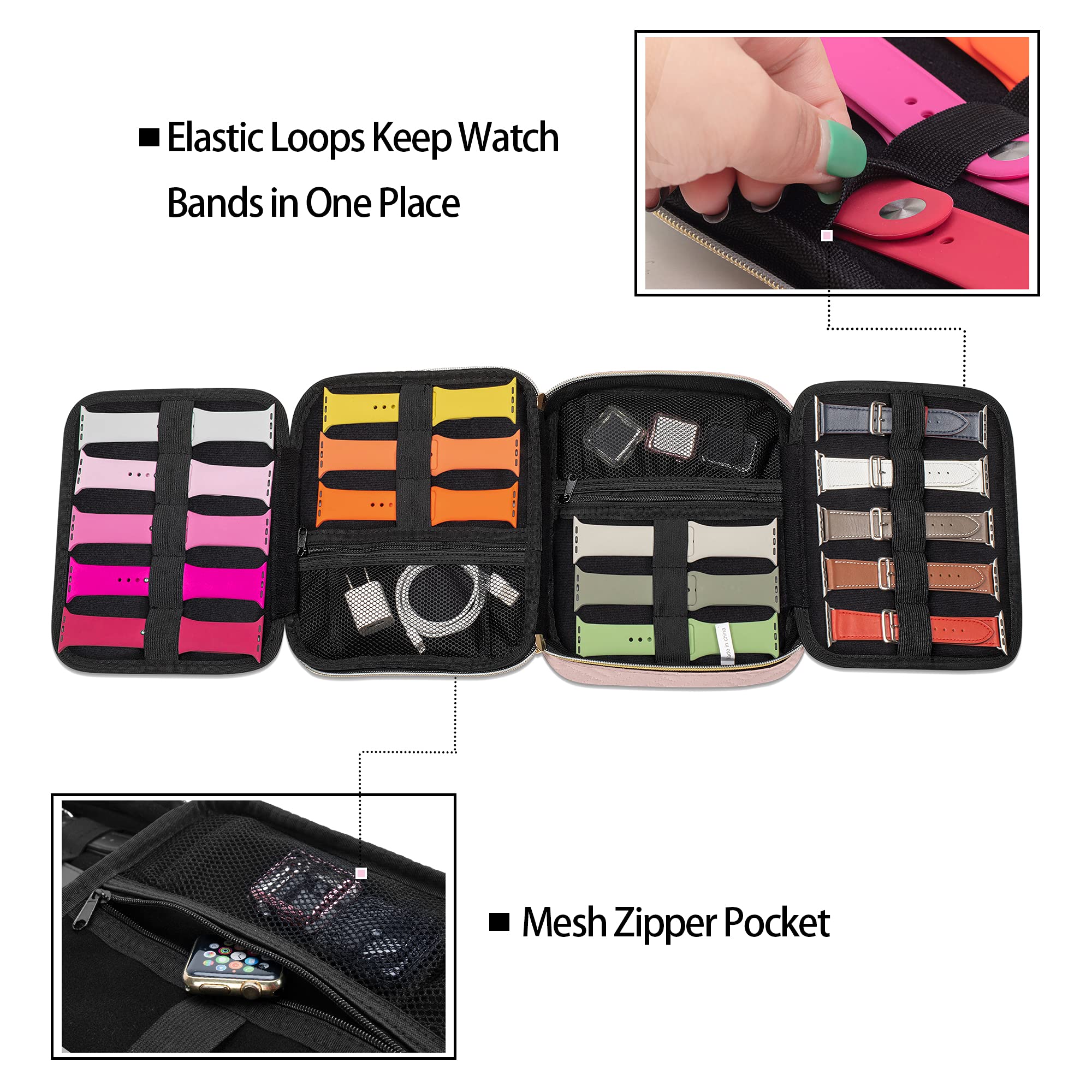 Teamoy Caja de almacenamiento de banda de reloj Sostiene 26 correas de reloj compatible con todas las series de correas y accesorios de Apple Watch