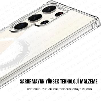 Ehr. Samsung Galaxy S22 Ultra Compatible Camera Protected Rigid Non-Wind Crystal Transparent Case with Magsafe Wireless Charging Feature (Transparent, Samsung Galaxy S22 Ultra)