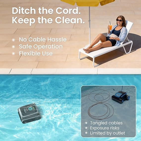 Aiper Scuba S3 Robotic Pool Cleaner, Cordless Lightweight with Strong Suction, Waterline Scrubbing, Smart Sensor Navigation, App Control & Waterline Parking, 240 Min Runtime for In-Ground Pools, Gray