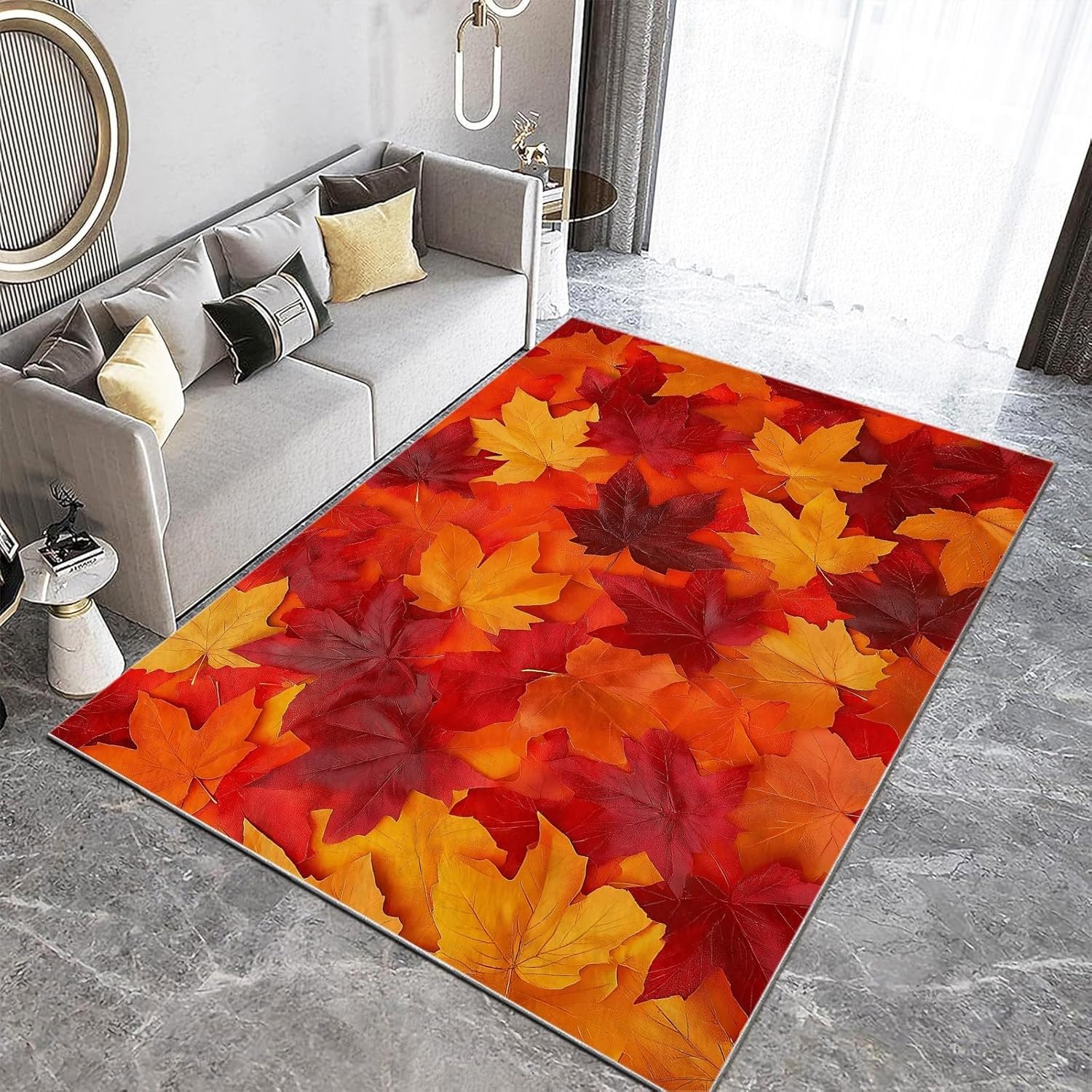 Tapis à poils courts 60x90 cm paysage d'automne lavable modèle b-686