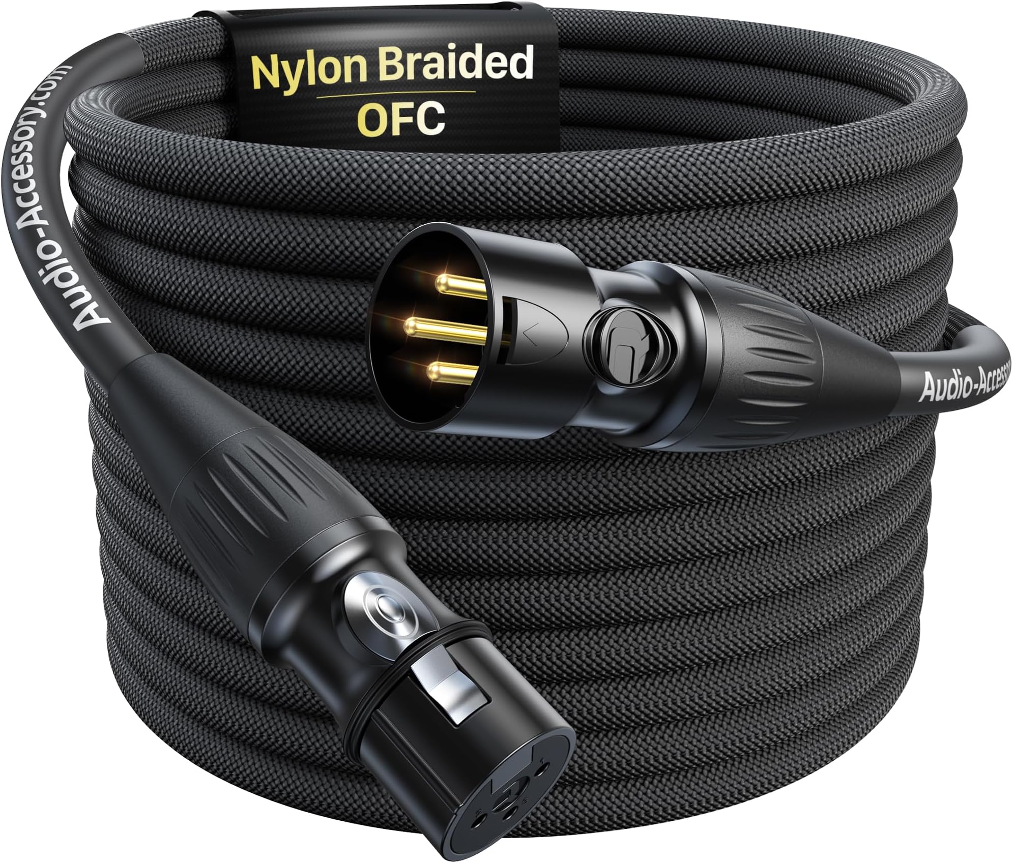 XLR Cables 20ft 1 Pack, Professional Gold-Plated Rean Connectors from Neutrik, Kevlar-Reinforced Nylon Braided XLR Microphone Cable, Mic Cable, Durable Shielded and Balanced XLR Male to Female Cord