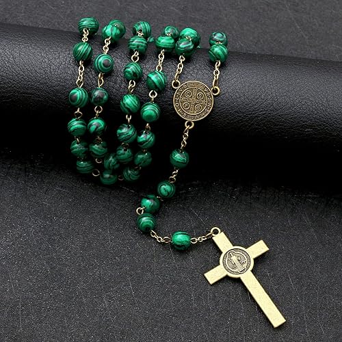Miniatura 4 de KOMI Rosary Beads Catholic for Women Gemstone Rosaries Rosary Beads Necklace with Crucifix Cross Rosarios Catolicos Catholic Gifts