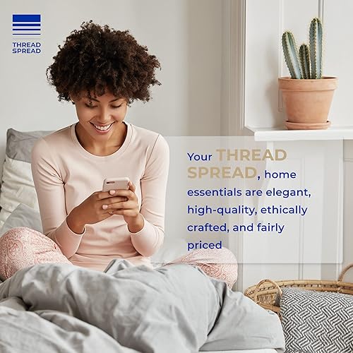 Miniatura 7 de THREAD SPREAD Juego de sábanas de 100 % algodón dividido tamaño King para cama ajustable, juego de sábanas de satén de 5 piezas de 400 hilos,