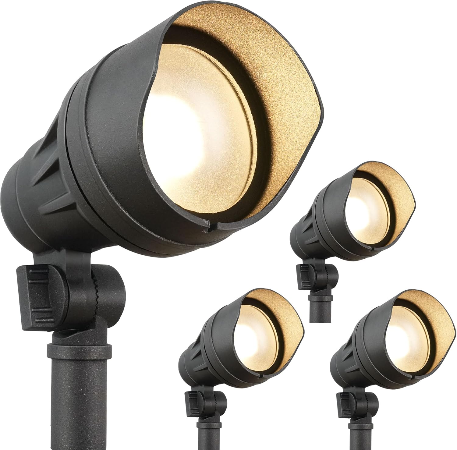 hykolity Low Voltage Landscape Spotlight, 12V-15V Die-cast Aluminum LED Landscape Lighting with Connector, 9.8W 390LM Waterproof Outdoor Spotlights for Yard, Garden, Pathway, 4 Pack, ETL Listed