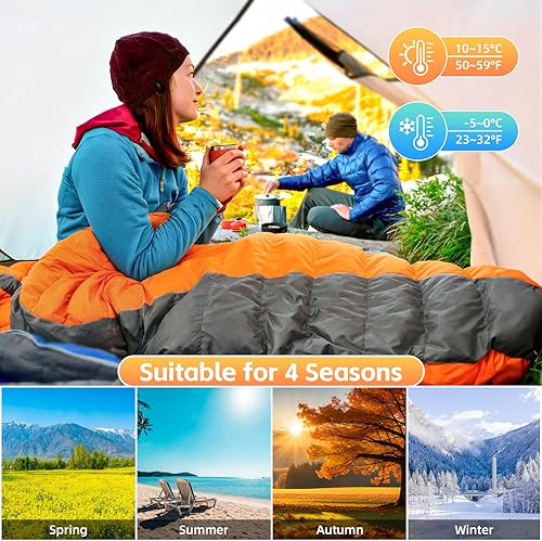 Miniatura 5 de iDAOLI Sacos de dormir conectables para niños y adultos, 3-4 estaciones, mochilero, saco de dormir portátil y ligero, para camping, senderismo,