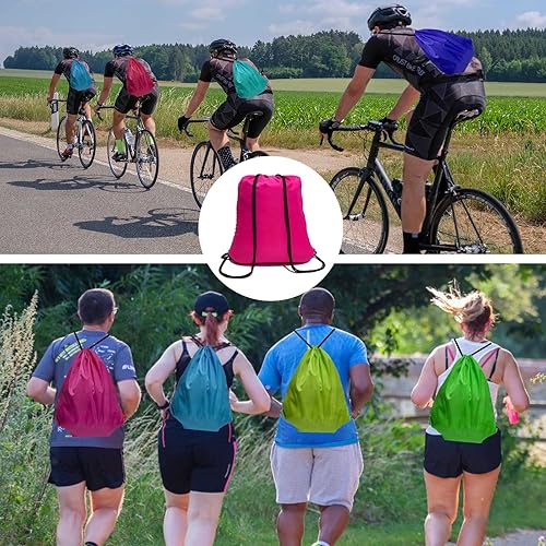 Miniatura 4 de CAIHONG 100 Pack Drawstring Backpack Bulk 20 Colors Draw String Gym Bags Cinch Sack Nylon String Sport Backpack Plain Bags Drawstring Bags