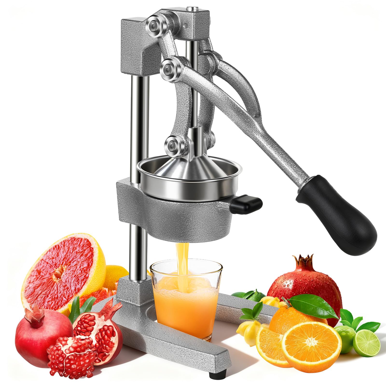 Manuelle Saftpresse aus Edelstahl Hand Saftpresse Zitruspresse Orangenpresse Zitronenpresse Obstpresse Fruchtpresse mit Hebel Hand Entsafter für Granatäpfel,Grapefruits (Light Gray)