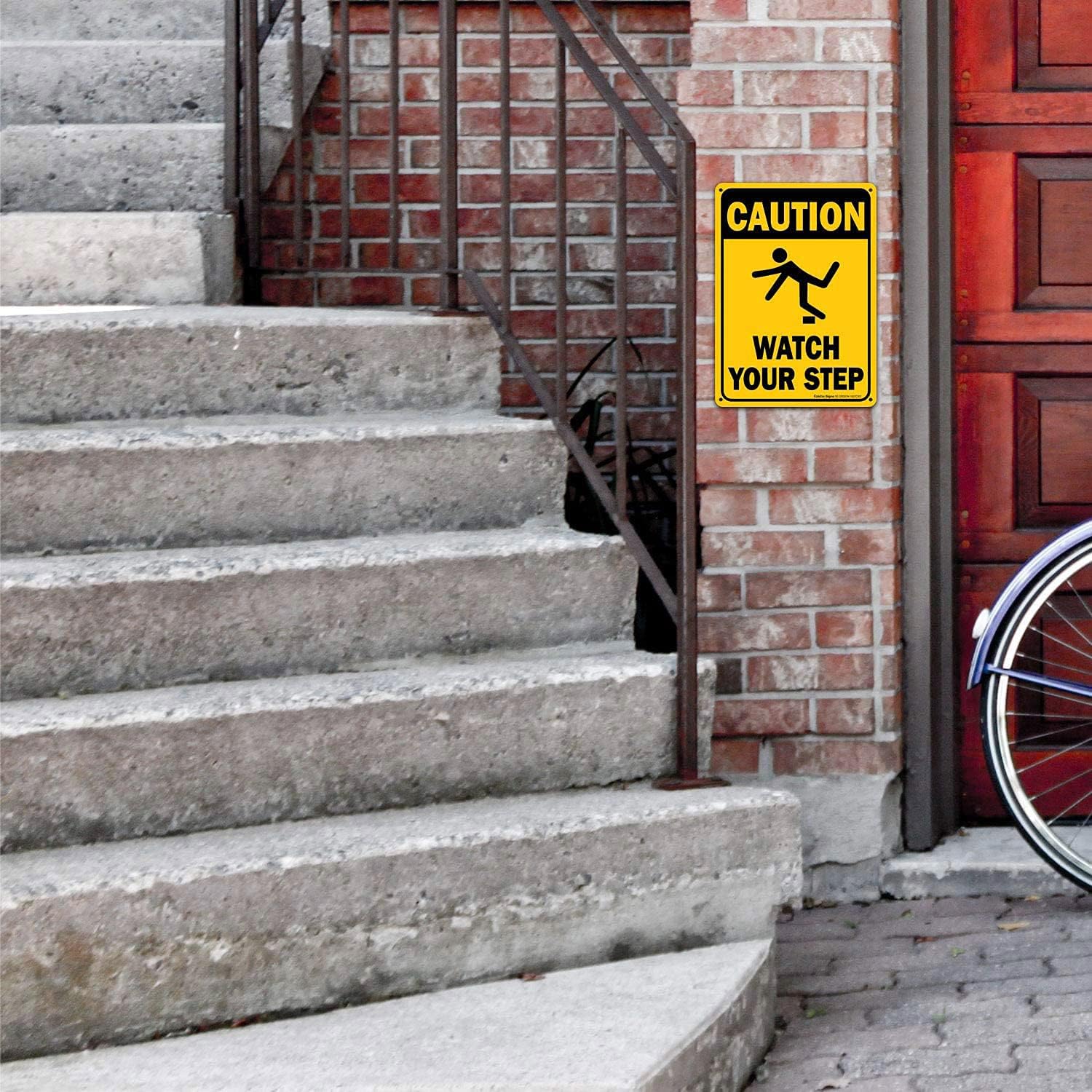 Bеѕt Sеllеr (4 Pack) Caution Watch Your Step Sign Safety Sign, 10 x 7 Inches rectangle, .040 Rust Free Aluminum, UV Protected and Waterproof, Weather Resistant, Durable Ink, Easy to Mount