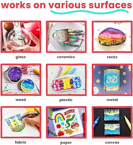 Miniatura 7 de Chalkola 15 bolígrafos de pintura acrílica de punta extrafina para pintura de roca, lienzo, madera, cerámica, vidrio, marcadores de pintura acrílica