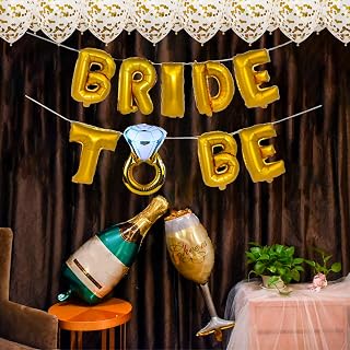Party Propz Bride To Be Decoration Set Combo - 11 Pcs, Bridal Shower Decoration| Foil, Confetti Balloons| Spinster Party Decoration Set| Bachelorette Party Decoration| Bride To Be Accessories, Golden