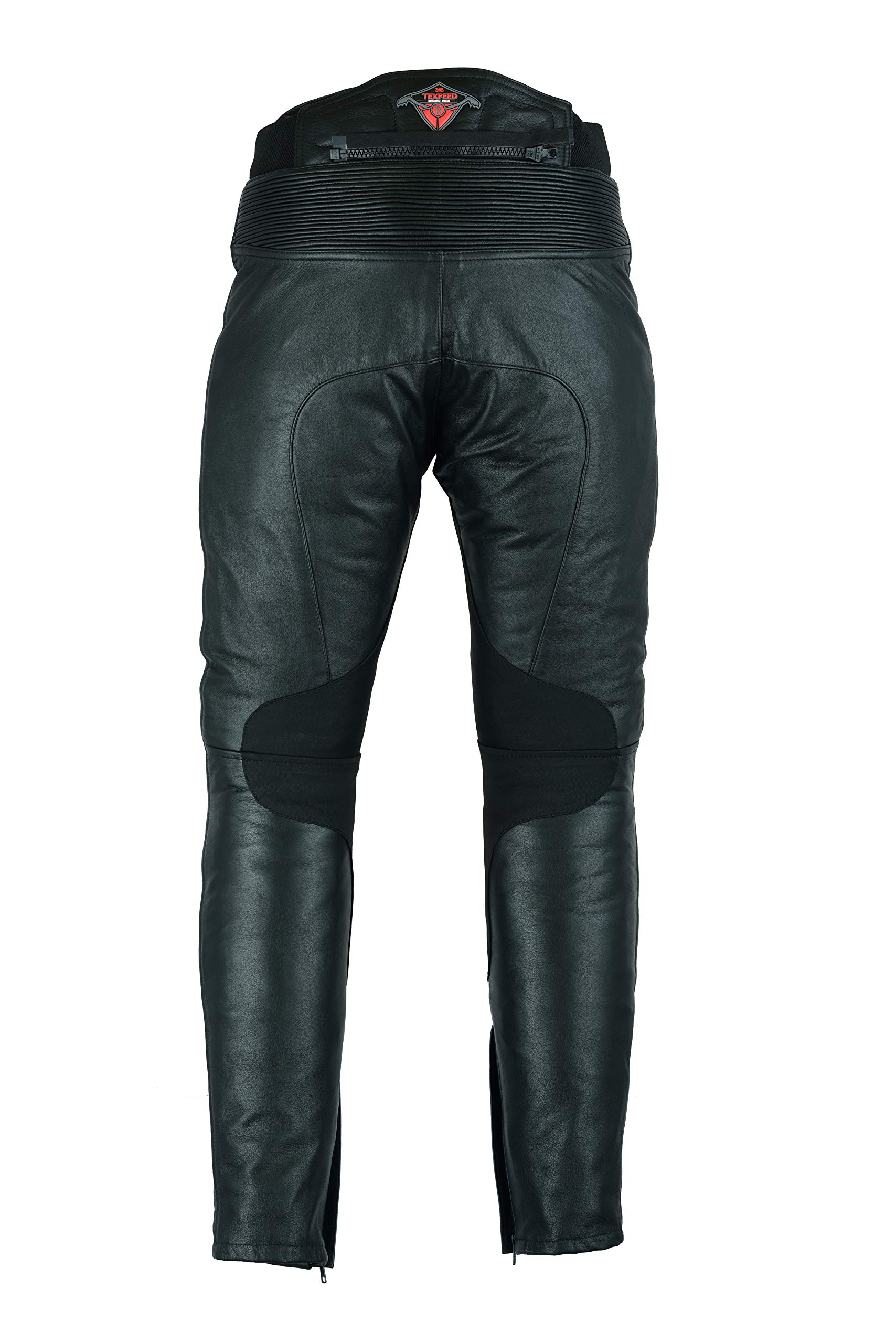 Texpeed Pantalones de moto cuero - Hombre Impermeable Motocicleta de turismo para de con auténtica protección de armadura de motociclista CE (EN 1621-1) Negro - (XL Cintura/Pierna Regular)