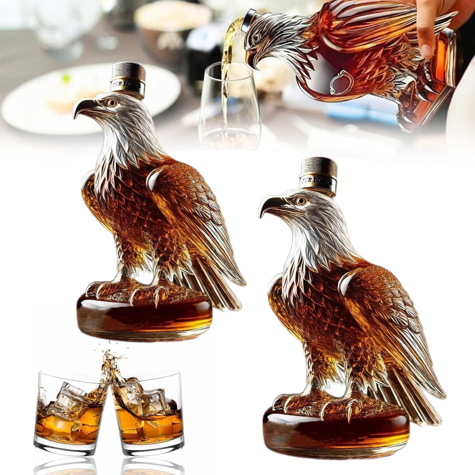 Generico Fanyil Eaglory, Funny Whiskey Eagle Bottle, Unique Whiskey Eagle Glass Decanter, Exquisite Eagle Liquor Bottle, Home Bar Decoration, Perfect for Wine Lovers, Husband (2*A)