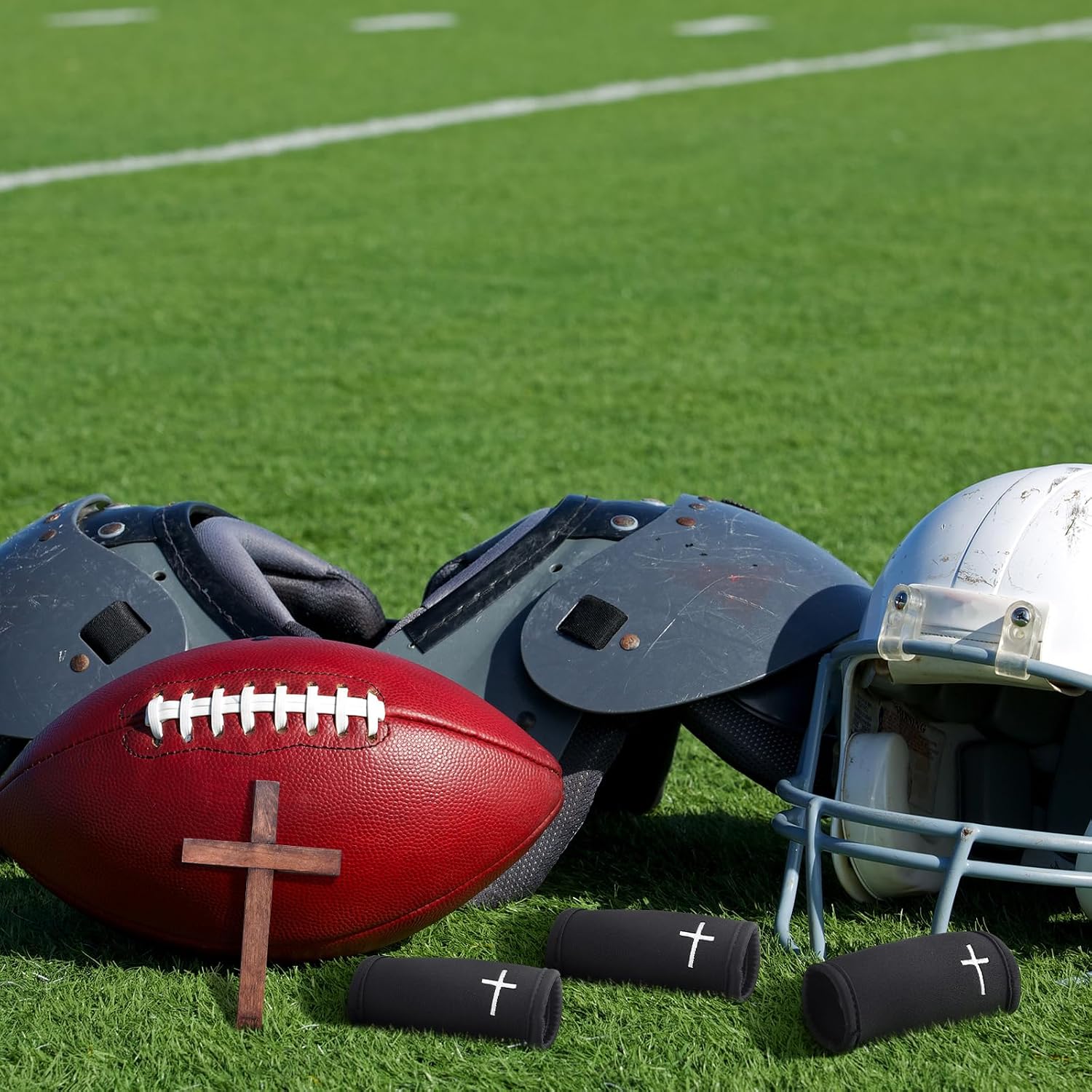 AceOrbit 8 Pcs Football Chin Strap Cover Embroidery Chin Strap Helmet Pad Compatible with Virtually All Footballs Helmets
