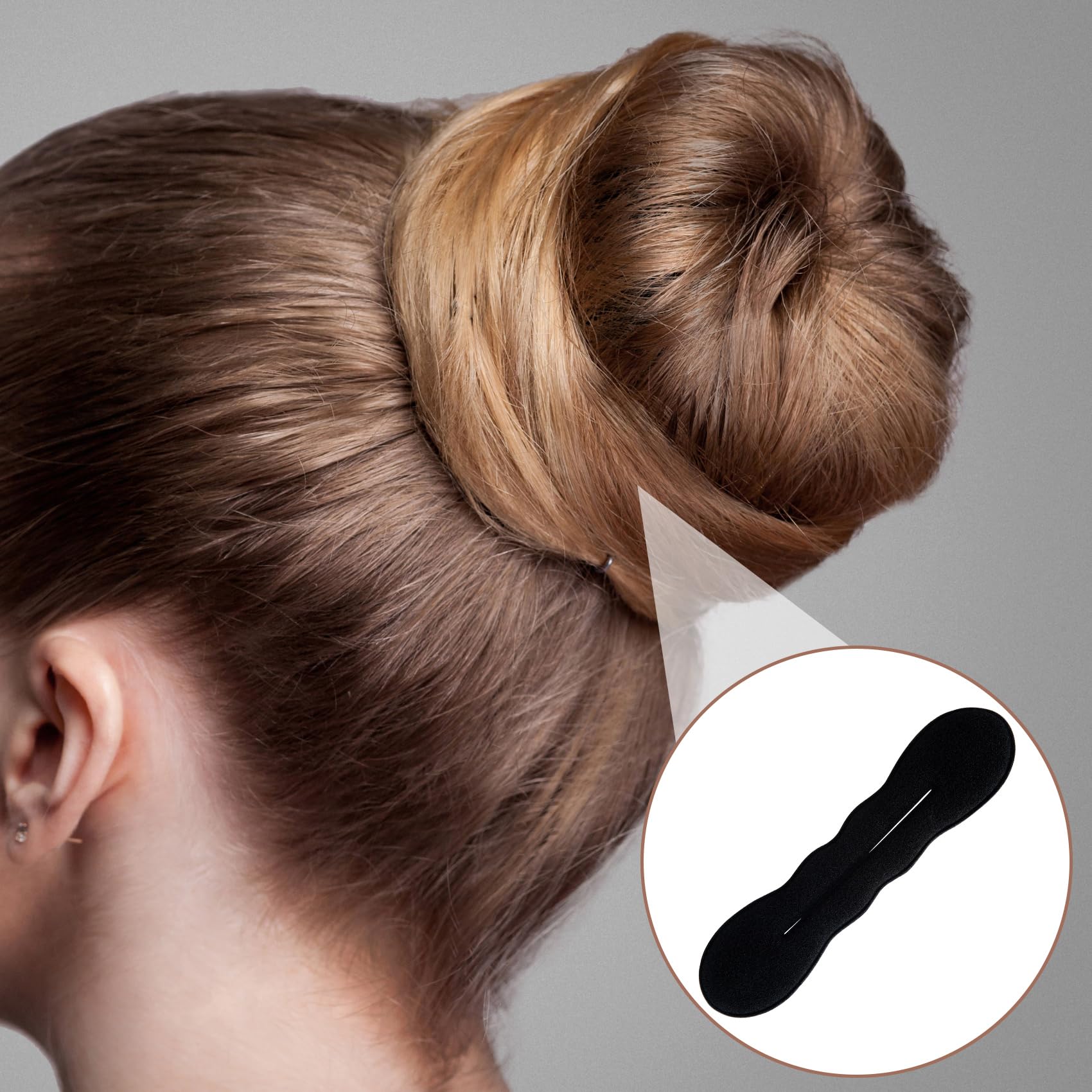 3 accessori per chignon, 2 misure, in spugna, per acconciare i capelli lunghi, ricci e lisci, colore nero