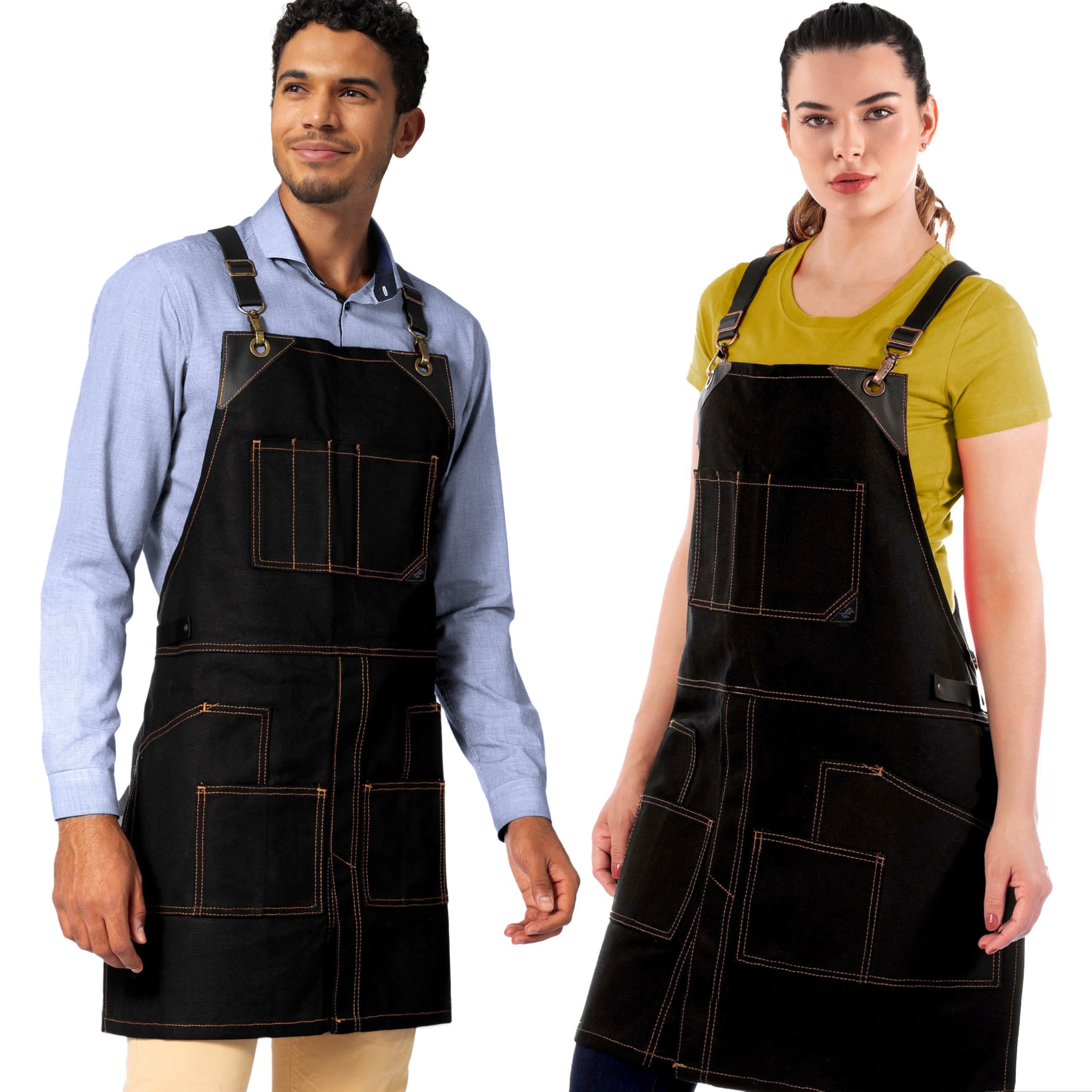 Amazon.com: Under NY Sky Cargo Black Apron – Cross-Back with
