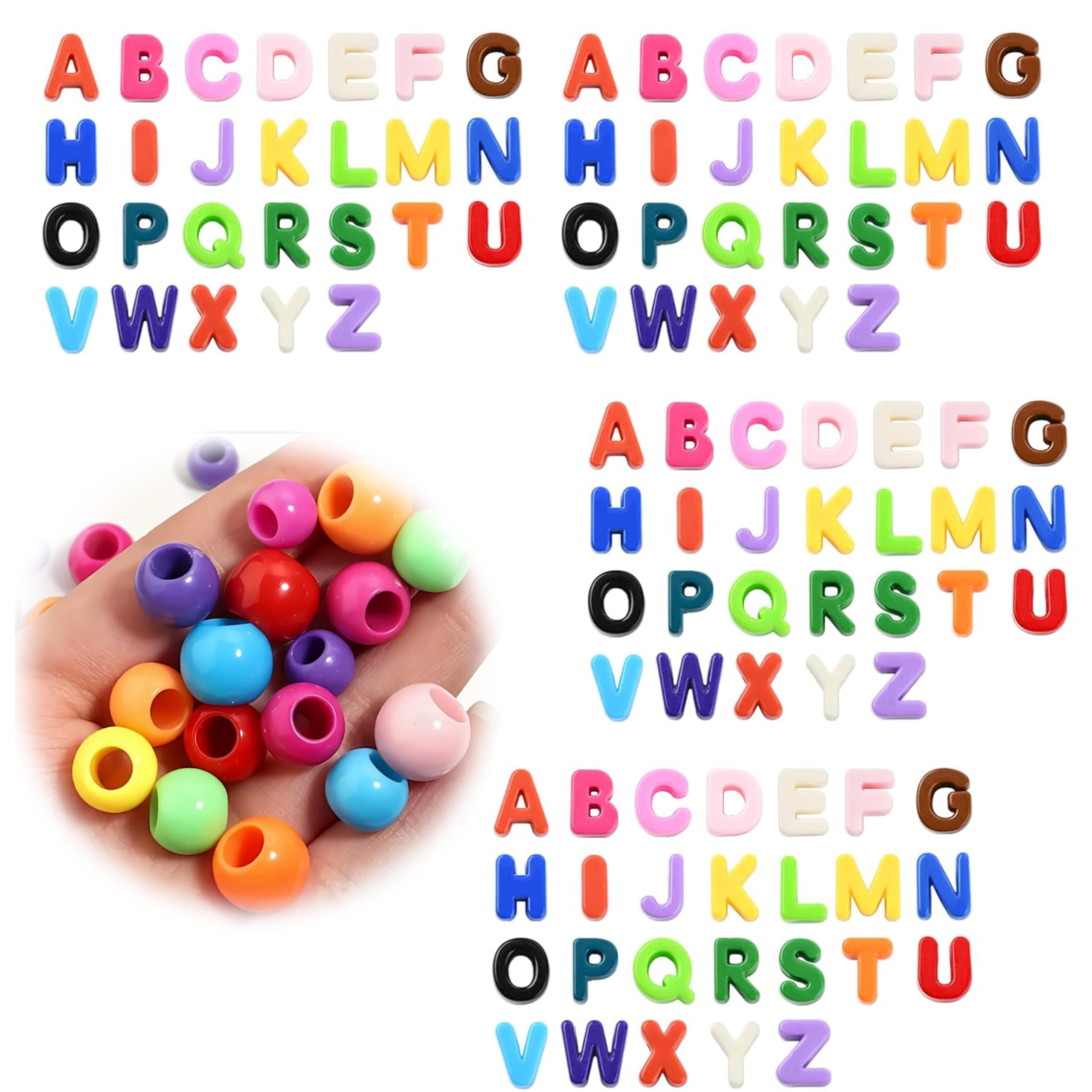 Yuelulala 154Pcs Large Letter Beads Colorful Acrylic Alphabet Letters Bead Mixed Rondelle and Alphabet Beads for Bracelets Keychains Jewellery Lanyards Making Crafts Party Decor(A288-154)