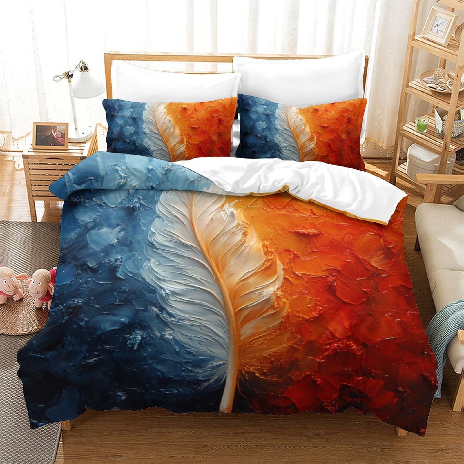 Housse de couette plumes anti-transpiration microfibre respirante lit double