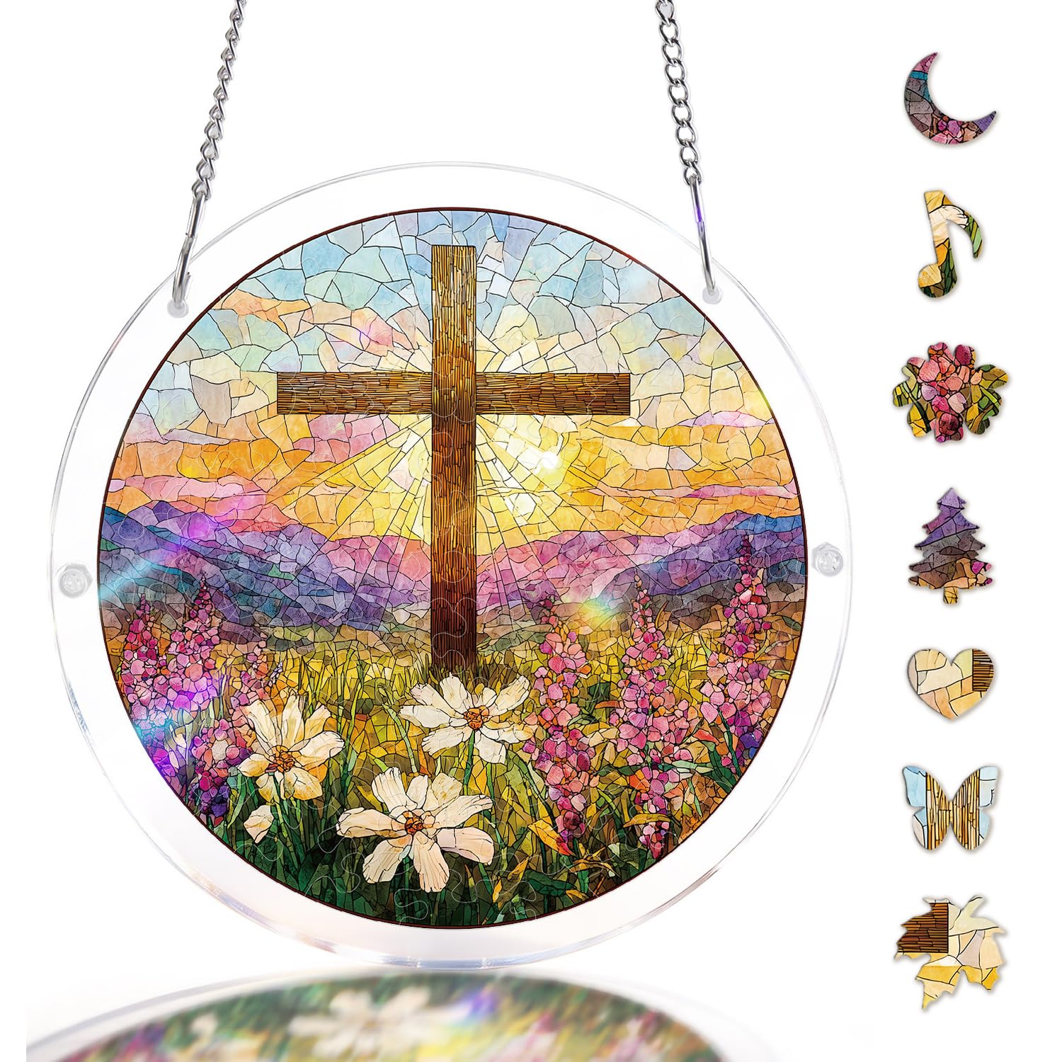 Acrylic Suncatcher Puzzle-Garden of Holy Light, Hanging Suncatcher Ornament 7.4 In, DIY Suncatcher Kits for Adults, Sun Catcher for Window Garden, Garden Decor Gift for Mom, Women, Men, Friends — image 1