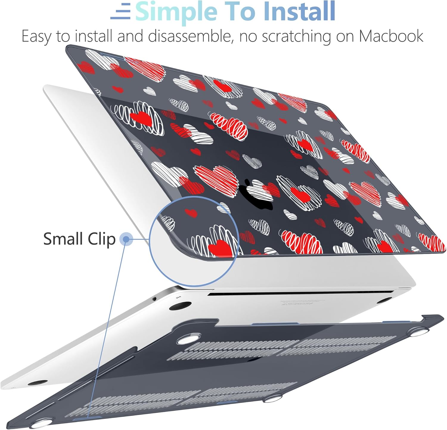 MEEgoodo for M2 MacBook Pro 13 inch Case 2022 2021 2020,Crystal Cover Fit Model A2338 M2/M1 A2251 A2289,Clear Case for 13.3-inch Laptop,Hard Shell for MacBook Pro M2, Red & White Hearts