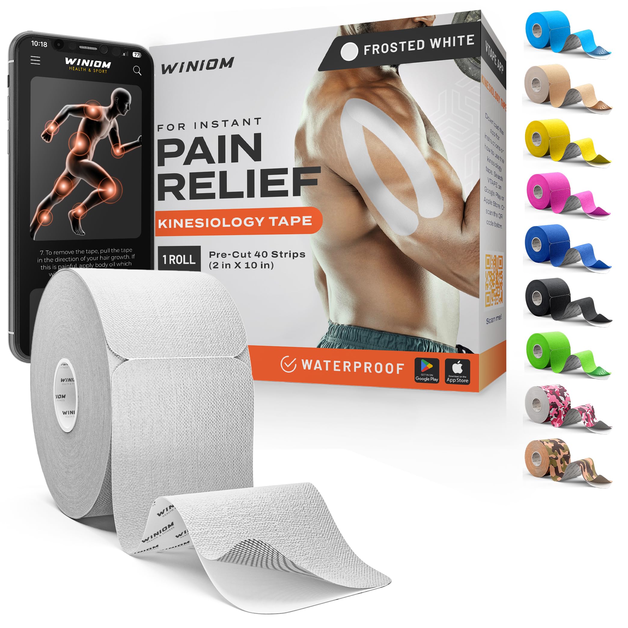 Precut Kinesiology Tape - Waterproof Athletic Tape Roll, 2"x32ft