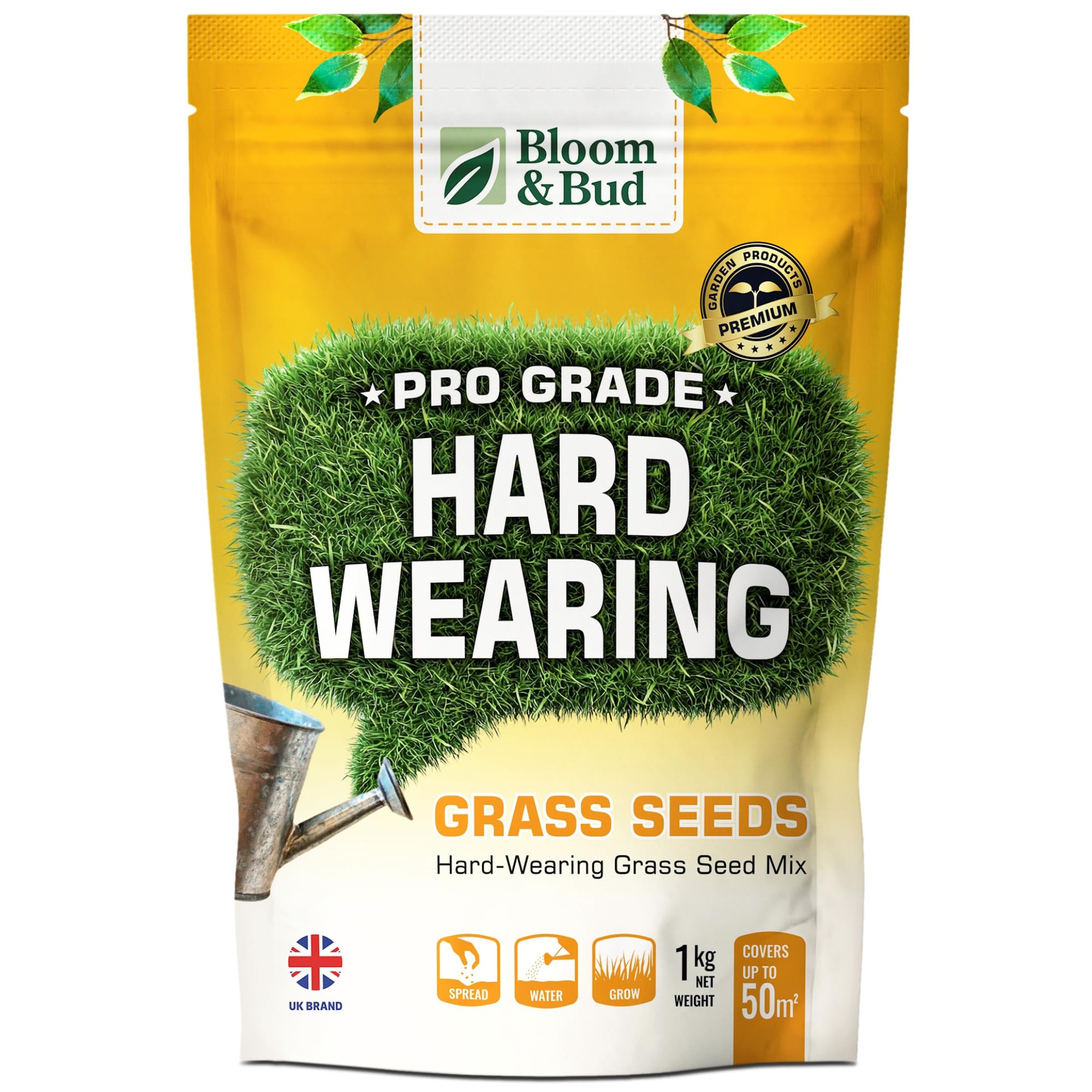 Hard Wearing Lawn Seed – Durable Grass Seed for High Traffic Areas, Strong & Self-Repairing Lawn for Pets, Kids & Heavy Use - Defra Approved