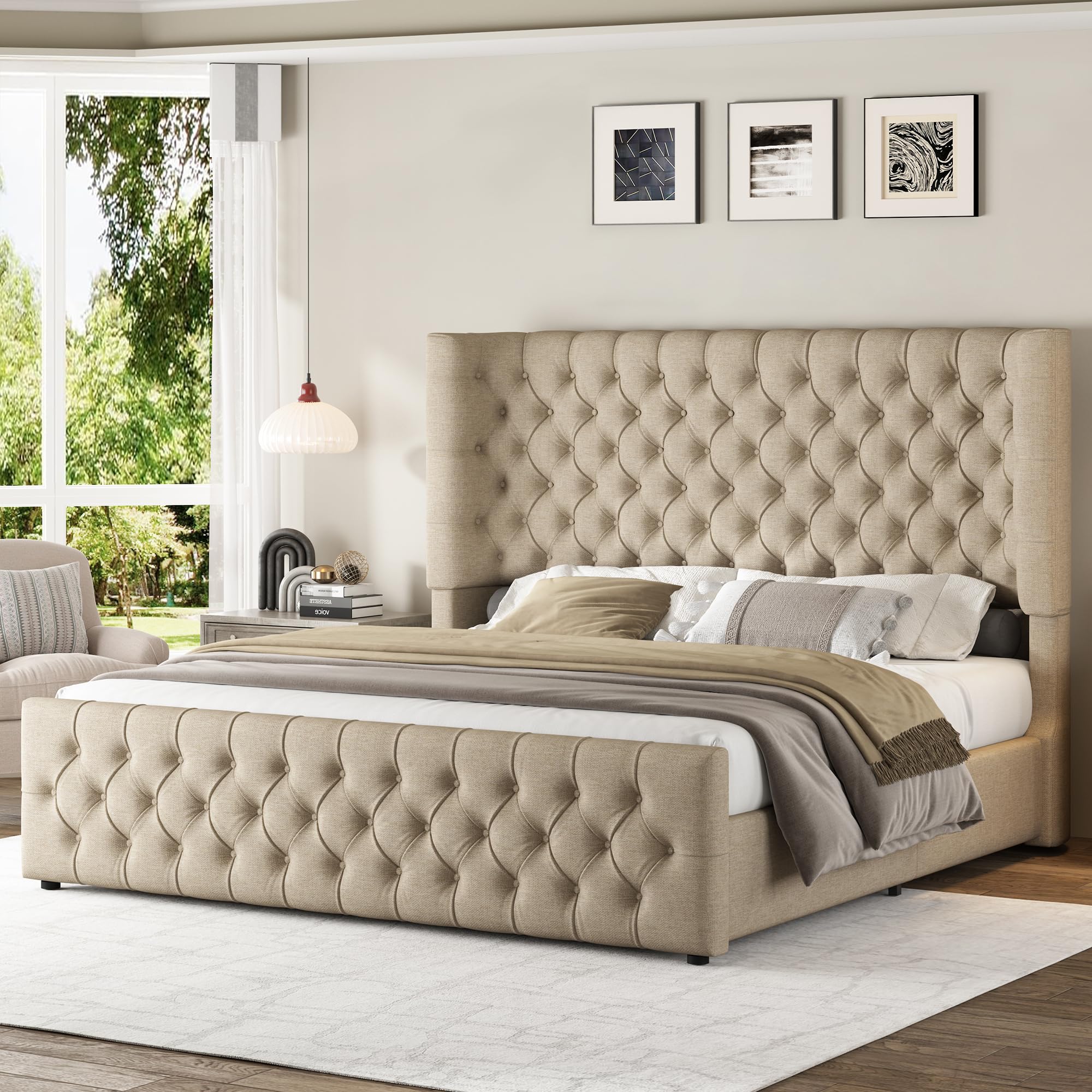 Jocisland Queen Upholstered Bed Frame