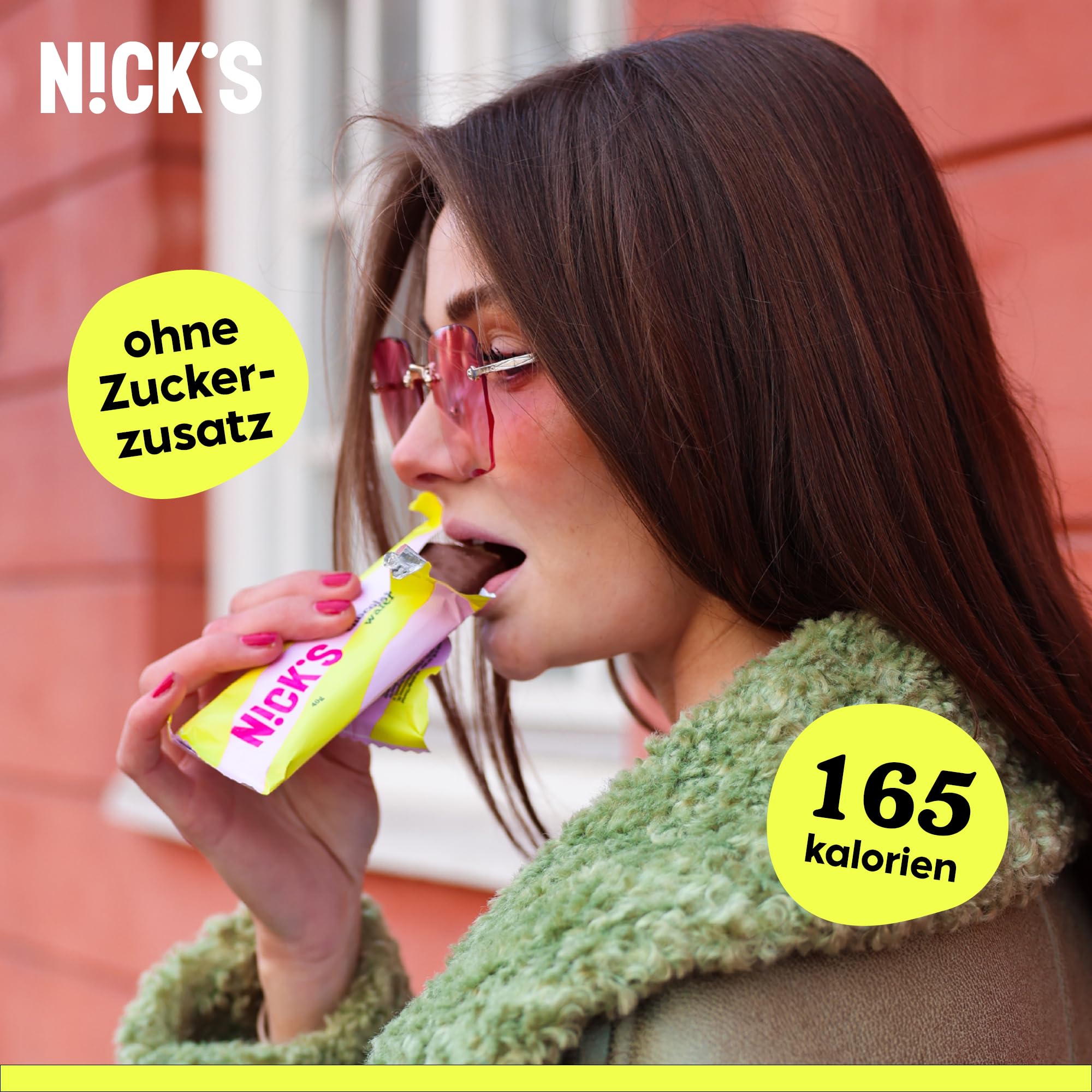 NICKS Riegel Schokolade Wafer, Low carb Waffel Kekse Schokoriegel, 165 Kalorien, Snack bar ohne Zuckerzusatz Glutenfrei Süssigkeiten (24 Kexbar x 35g)