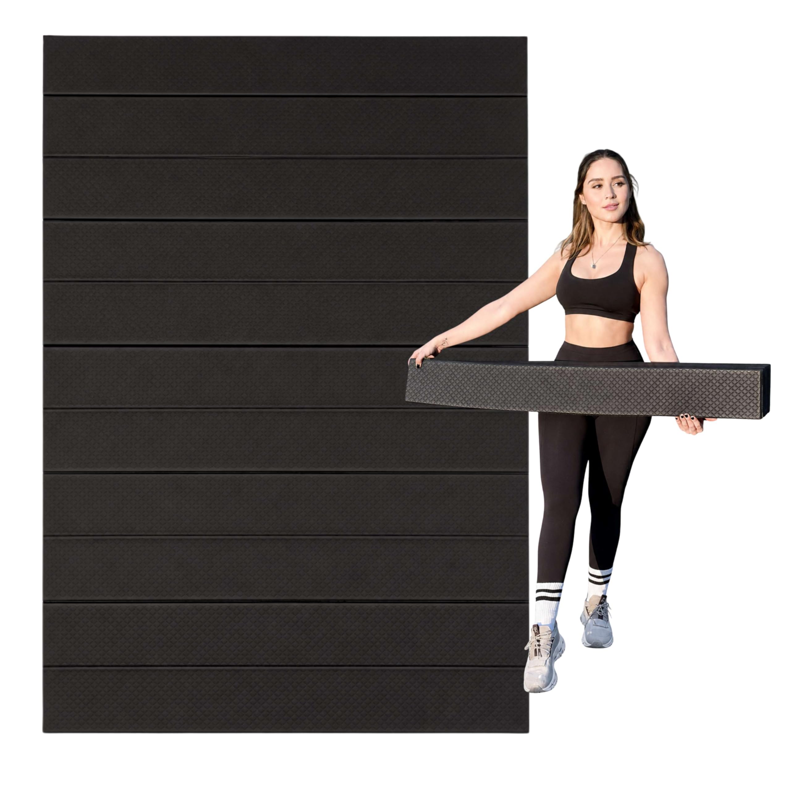 Feetlu Foldable Large Yoga Mat: Extra 1/3 Inch Thick Workout Mat for Home Gym and Travel - Anti-Slip Folding Exercise Mat for Yoga, Pilates, and More