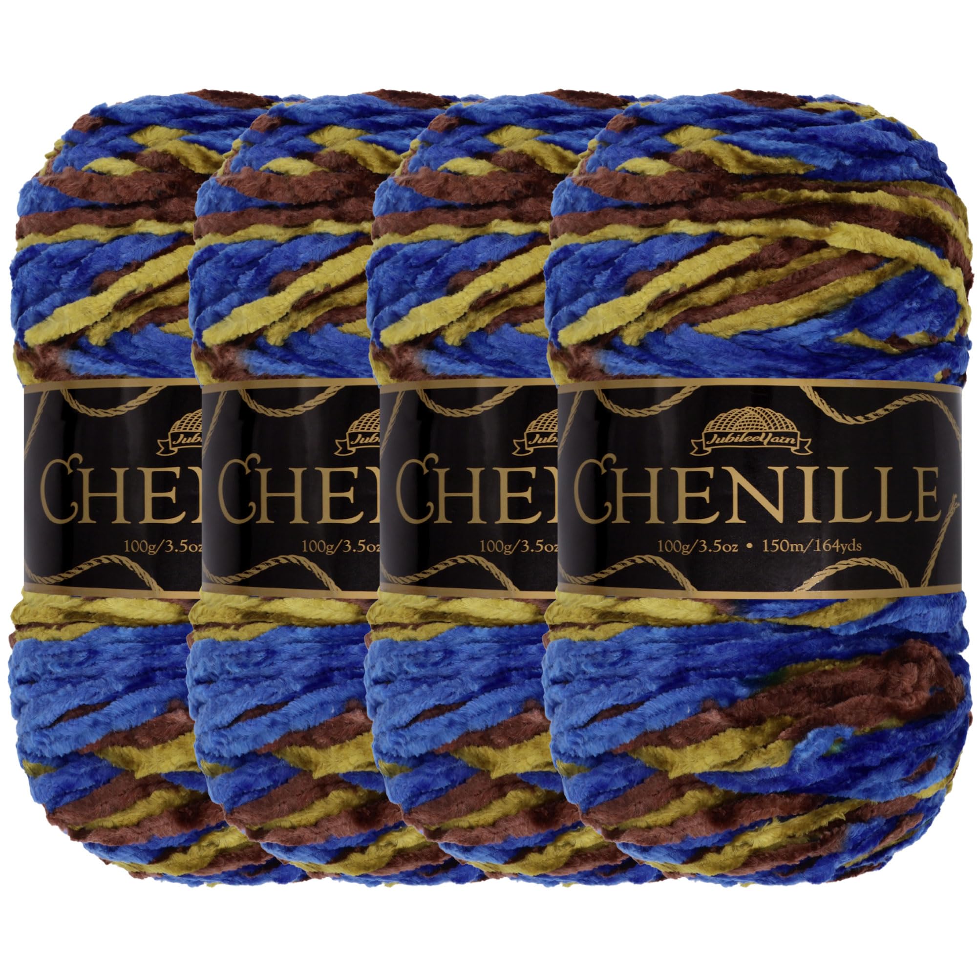 JubileeYarn Chenille Yarn - Worsted Polyester - 100g/Skein - Asgard - 4 Skeins