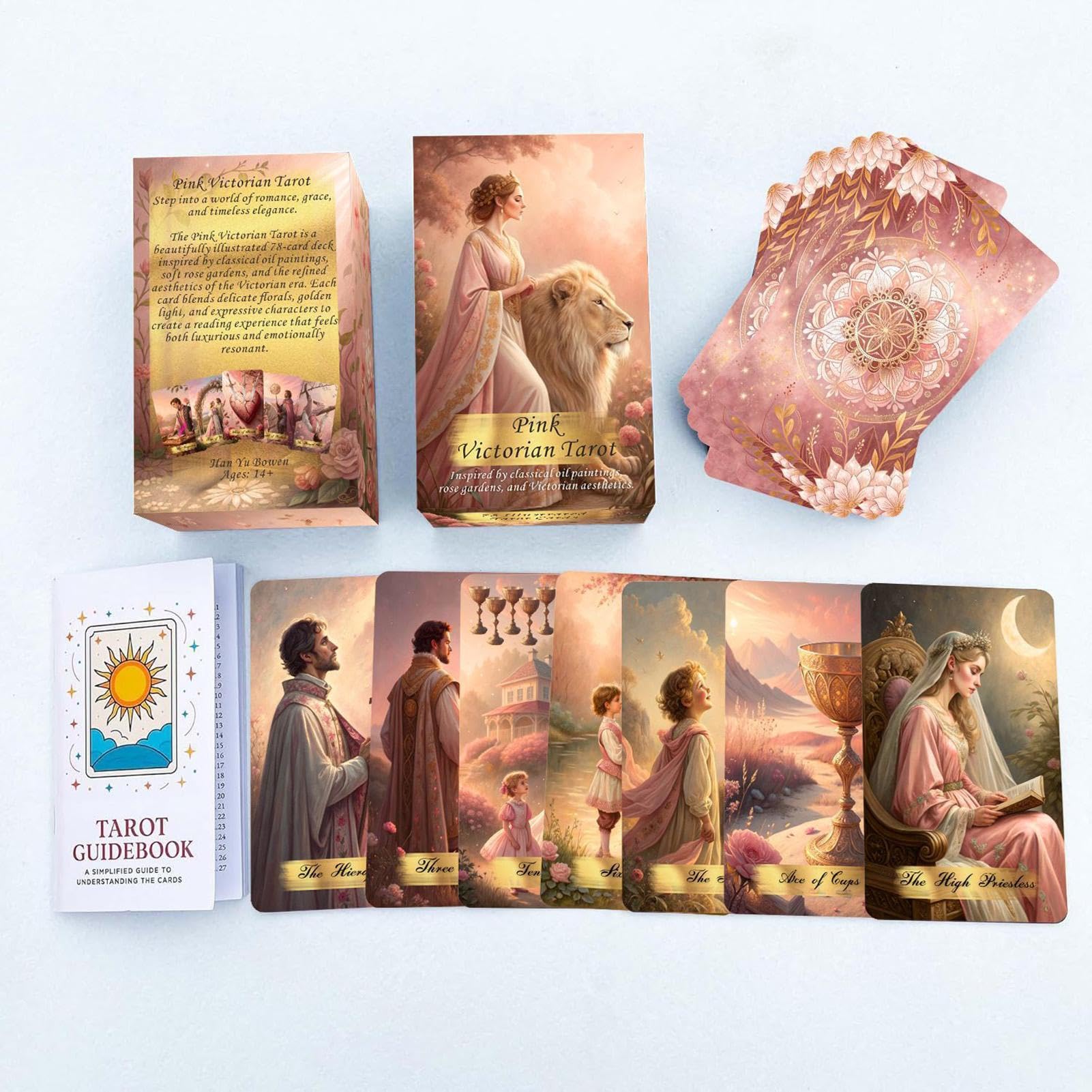 Cartes De Tarot 78 Pièces Portables Classiques de Couleur Rose pour x de | de Cartes Oracle Pour Rêve Amour Classe Maison Lecture Anniversaire Rendez Vous