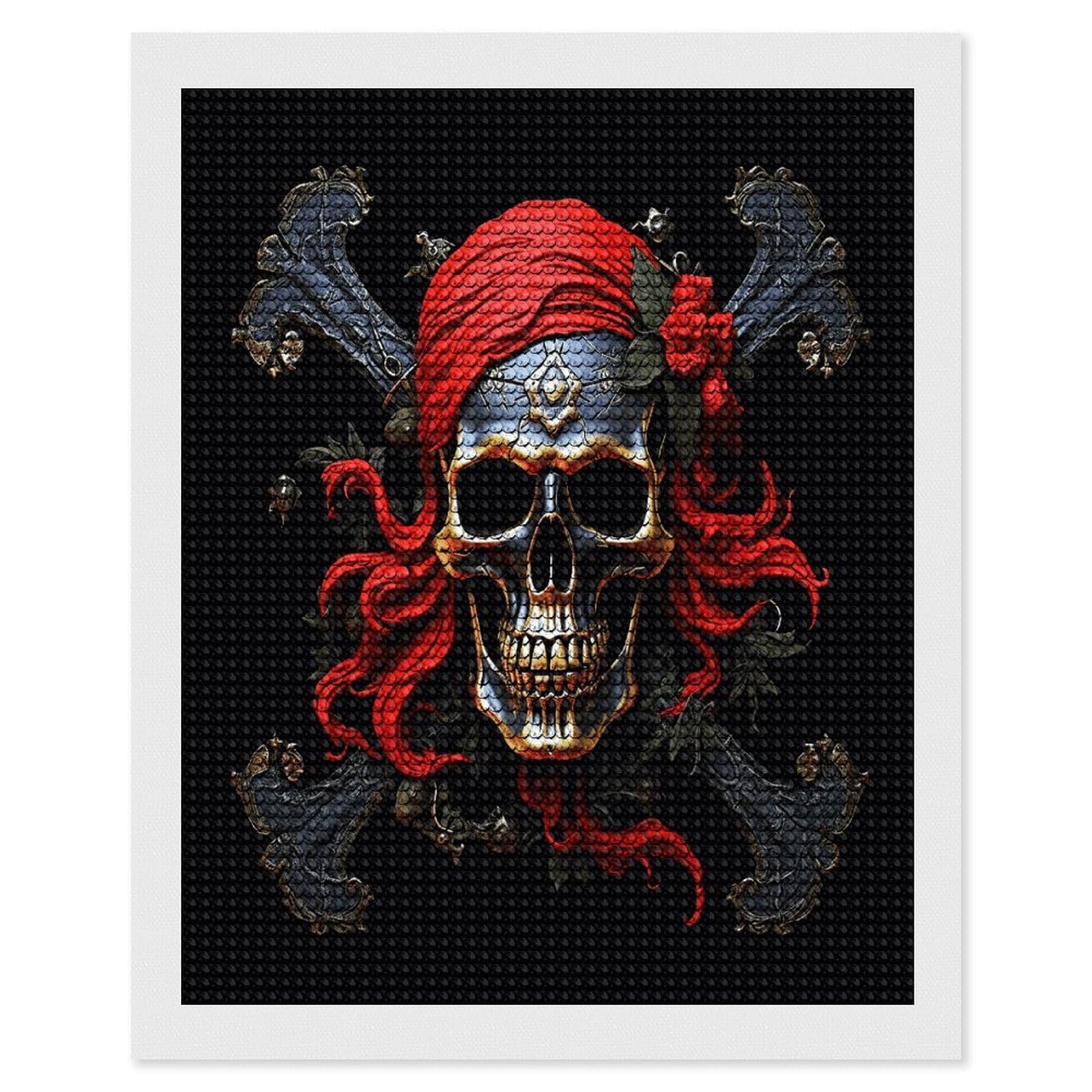FekiLoot Pirate Skull Diamond Art Kits for Adults Diamond Painting Kits for Beginners DIY Diamond Art Kits Round Full Drill Diamond Dot Gem Painting for Home Wall Decor Gift 16"x20"