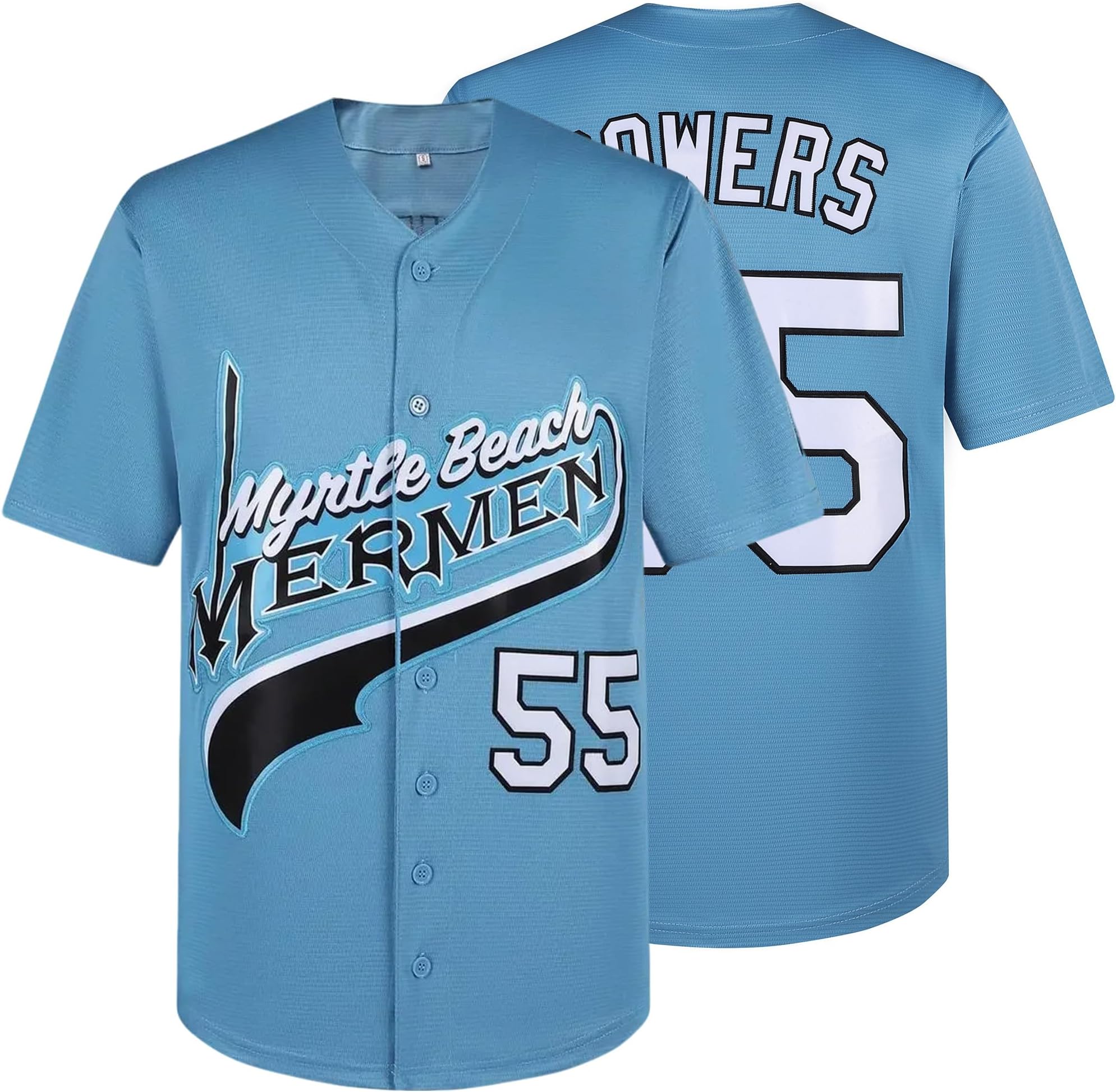 Kenny Powers Jerseys #55 Myrtle Beach Mermen Baseball Jersey Button Down Shirt Movie Baseball Jersey for Mens
