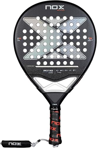 Raqueta de pádel AT10 Pro Cup Hard de Agustin Tapia 2025  Elite Teardrop Pala Padel  Núcleo EV50 y cara plateada de fibra de vidrio  Correa