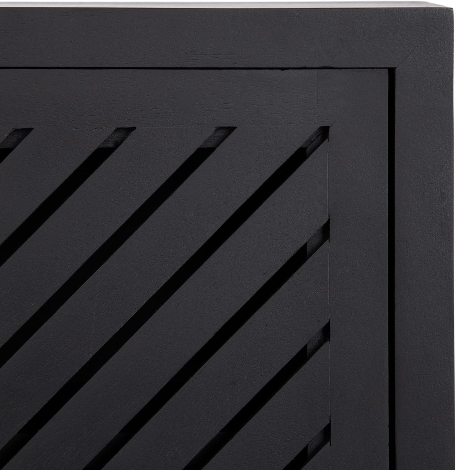 Kate and Laurel Mezzeta Decorative Modern Two-Door Floating Bathroom Cabinet, 22 x 7 x 28, Black, Decorative Over Toilet Storage Cabinet Made from Solid Mango Wood with Slatted Chevron Design