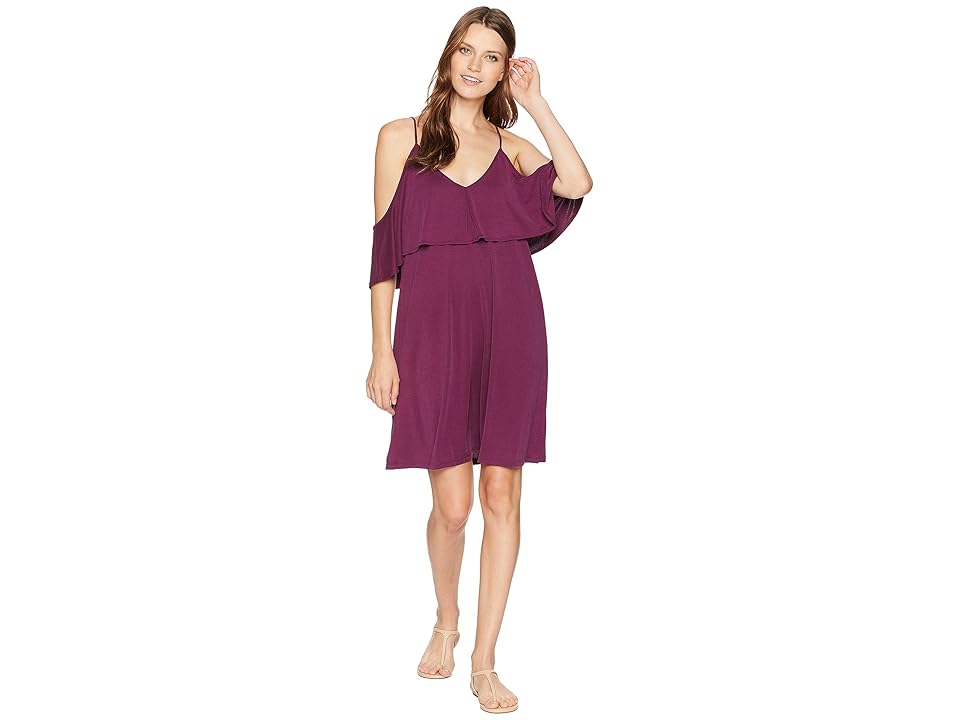 

American Rose Abigail Off the Shoulder Dress (Deep Purple) Women's Dress