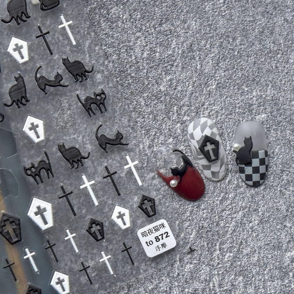 ハロウィンカラー 肉球 猫 十字架 ネイルパーツ デコパーツ12個
