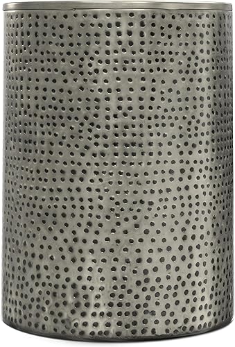 Miniatura 45 de SIMPLIHOME Corbin - Mesa auxiliar de metal de 16 pulgadas de ancho en oro antiguo martillado, mesa auxiliar redonda con diseño de tambor para sala