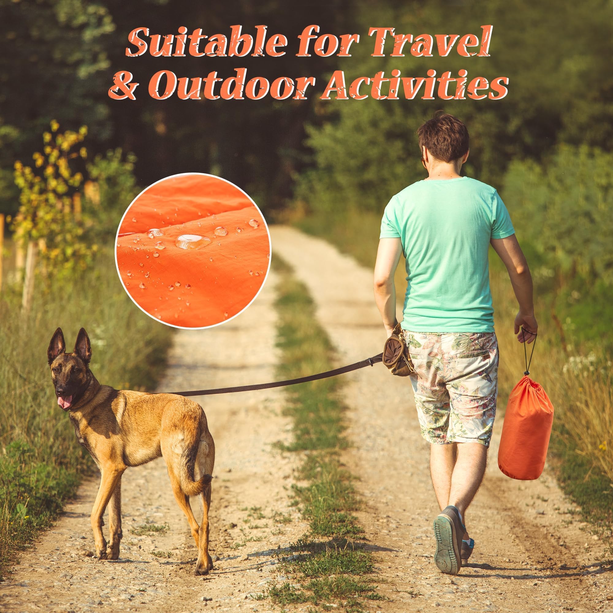 UNIKOME Cuccia Cane Grande per Interno e Esterno, Cuscino Cane Impermeabile, Facile da Lavare, Pieghevole, Resistente Materassino Cani/Gatto/Pet per Viaggi All'aperto (Arancione+Grigio, 110x68cm)